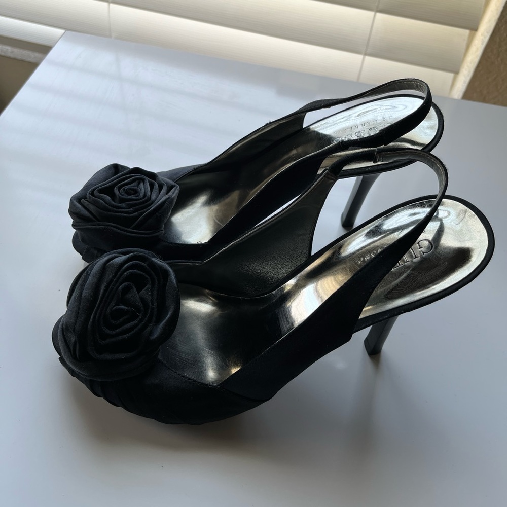 Black Fabric Guess High Heel Shoes